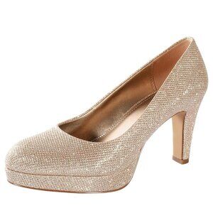 Aukis Women's Sparkly Gold High Heels - Size 9.5
